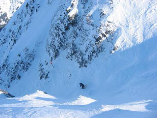 Gazing into the gut of Christmas Chute at Alyeska Resort.