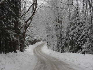 Bucolic scenes like this snow-covered country road abound in Vermont's Northeast Kingdom.