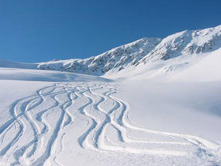 Heliskiing in Alaska yields turns that look like this.