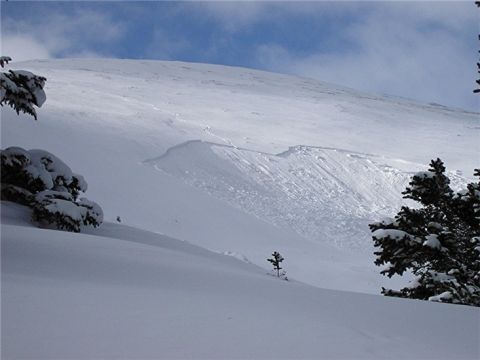 The author's tracks lead right into the slide.