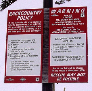 Know before you go - a Mt. Baker backcountry gate.