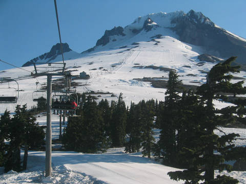 Riding Timberline's Magic Mile chairlift in June. (photo: FTO/Marc Guido)