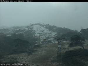 The Mt. Perisher webcam today shows the devastating effect of this week's rainfall. (photo: Perisher) The Mt. Perisher webcam today shows the devastating effect of this week's rainfall. (photo: Perisher)