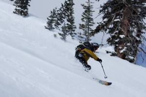 The author enjoys Snowbird's ample late season snow last Saturday, May 21st. (photo: FTO/Matthew Fatcheric)