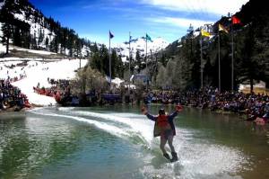 Squaw Valley's annual Lake Cushing Crossing sends out the ski season in style. (photo: Tom O'Neill)