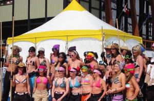 Participants in the second Bikinis for Breast Cancer held at the Alberta resort. (photo: Sunshine Village)