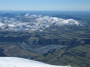 The Rakaia River and the Canterbury Plains from Mt. Hutt.