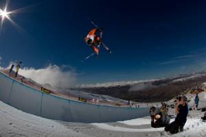 Snow Sports New Zealand athlete Jossi Wells in the Volkl Open halfpipe. (photo: Camilla Stoddart)