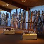 A display of old skis on the second floor of the U.S. National Ski & Snowboard Hall of Fame in Ishpeming, Mich. (photo: FTO/Kevin Gawenus)