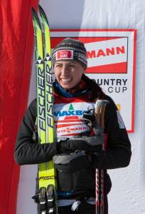 Poland's Justyna Kowalczyk on the podium in Trondheim, Norway. Poland's Justyna Kowalczyk on the podium in Trondheim, Norway.