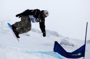 Evan Strong of Truckee, Calif., competes in the Snowboard Cross Adaptive Standing Men during day six of the Winter Games NZ Thursday at Cardrona Alpine Resort in Wanaka, New Zealand. (photo: Hannah Johnston/Getty Images)