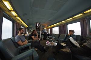 Relaxing on board the train sure beats a white-knuckle drive to the skiing. (photo: FTO/Kevin Gawenus)