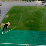 The Backcountry.com Goat logo is depicted in the outrun area as U.S. Ski Jumping athletes train this summer at Utah Olympic Park. (photo: USASJ) The Backcountry.com Goat logo is depicted in the outrun area as U.S. Ski Jumping athletes train this summer at Utah Olympic Park. (photo: USASJ)