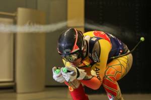 Canadian ski racer Erik Guay trains in the Audi Wind Tunnel Centre in Germany on Friday. (photo: Audi AG)