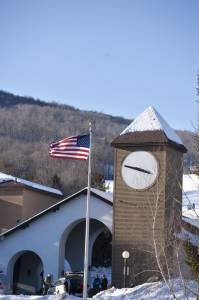 Okemo's iconic Clocktower will be the scene for the Vermont resort's annual Ski and Snowboard Swap Nov. 18-20. (photo: Okemo Mountain Resort)