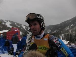 Nolan Kasper interviews with Universal Sports following his stunning fourth place finish in the Audi Birds of Prey slalom in Colorado on Thursday. (photo: U.S. Ski Team/Doug Haney) Nolan Kasper interviews with Universal Sports following his stunning fourth place finish in the Audi Birds of Prey slalom in Colorado on Thursday. (photo: U.S. Ski Team/Doug Haney)