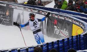 Andrew Weibrecht, of Lake Placid, N.Y., in the finish area of Saturday's 2011 Audi Birds of Prey Alpine World Cup Super G in Beaver Creek, Colo. (photo: Tom Kelly/U.S. Ski Team)