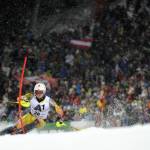 Canada's Brad Spence races in front of an estimated 45,000 fans Tuesday night in Schladming, Austria. (photo: ACA/Gio Auletta/Pentaphoto)