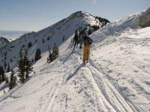 Skiers Jon Ross of Salt Lake City, and Matthew Fatcheric of Sandy, Utah, explore the Wasatch Mountains backcountry separating Alta Ski Area and Brighton Resort. (FTO file photo: Marc Guido) Skiers Jon Ross of Salt Lake City, and Matthew Fatcheric of Sandy, Utah, explore the Wasatch Mountains backcountry separating Alta Ski Area and Brighton Resort. (FTO file photo: Marc Guido)