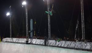 David Wise reaches maximum amplitude in the Men's Freeski Superpipe finals at the Dew Tour Finals held Saturday night at Snowbasin Resort in Utah. (photo: Alli Sports) David Wise reaches maximum amplitude in the Men's Freeski Superpipe finals at the Dew Tour Finals held Saturday night at Snowbasin Resort in Utah. (photo: Alli Sports)