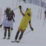 Canadian ski racer Anna Goodman takes her farewell run in a banana costume at the Canadian Alpine Championships at Mont-Ste.-Anne in Quebec on Sunday. (photo: Andy Mielzynski/Alpine Canada)