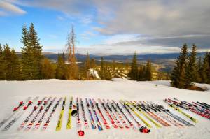 Skis are lined up before the start of the super G at the Nature Valley U.S. Alpine Championships at Colorado's Winter Park Resort on Friday. (photo: USSA/Tom Kelly) Skis are lined up before the start of the super G at the Nature Valley U.S. Alpine Championships at Colorado's Winter Park Resort on Friday. (photo: USSA/Tom Kelly)