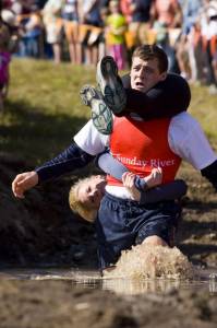 The 2011 North American Wife Carrying Champions, Rocco Andreozzi and Kim Wasco (photo: Sunday River) The 2011 North American Wife Carrying Champions, Rocco Andreozzi and Kim Wasco (photo: Sunday River)