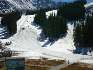 A-Basin's snowcat operators were hard at work on Monday getting ready for Wednesday's opening day. (photo: Arapahoe Basin Ski Area)