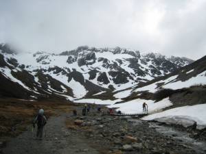 Reaching snow below the Martial Glacier near Ushuaia, Argentina (photo: FTO/Tony Crocker)