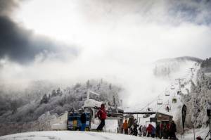 Skiers ride Killington's North Ridge triple chair today (photo: Killington Resort)