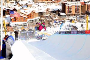 Maddie Bowman, of South Lake Tahoe, Calif., competes in the halfpipe finals at the 2013 Visa U.S. Freeskiing Grand Prix in Park City, Utah. (file photo: Sarah Brunson)