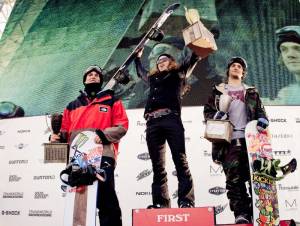 The 2012 Burton US Open Snowboarding Championships men's halfpipe podium. (photo: Burton) 