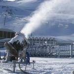 A snow gun cranks at the base of Mt. Hutt on Thursday morning. (photo: NZSki)