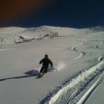 Blair James, Head of Snowmaking at Mt. Hutt, tests the pre-season product at the New Zealand resort on Tuesday. (photo: NZSki)