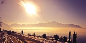 Epic racer Matt Dority, of Boulder, Colo., has already tweeted back this photo of Lake Geneva en route to Verbier, Switzerland. (photo: Twitter)