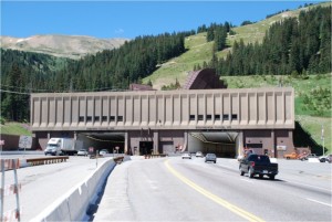 I-70 traffic passes directly beneath Loveland's ski runs to enter the Eisenhower Tunnel. (photo: CDOT)