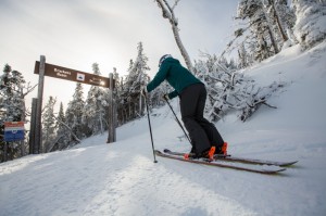 A Sugarloafer heads into Brackett Basin this morning. (photo: Sugarloaf)