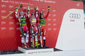 The podium in Saturday's World Cup giant slalom in Aspen, Colo. (photo: Jeremy Swanson)