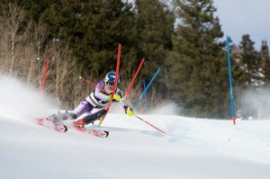 Mikaela Shiffrin, of Eagle, Colo., slipped from first place to fifth in the second run of Sunday's World Cup slalom in Aspen, Colo. (photo: Jeremy Swanson)