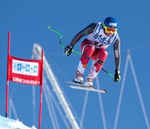 Canada's Manuel Osborne-Paradis returned to the World Cup podium for the first time in four years at Saturday's downhill in Lake Louise. (photo: Malcolm Carmichael)