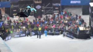 Maddie Bowman makes it three for three in the Buttermilk superpipe last night. (photo: Joshua Duplechian/X Games)