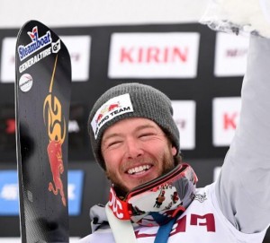 Justin Reiter celebrates his first World Cup snowboard victory. (file photo: Justin Reiter/Facebook)