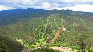 This photo of Sipapu taken earlier this summer shows the construction zone of the New Mexico resort's new chairlift at lower right. (photo: Sipapu Ski & Summer Resort)