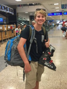 Sam Jackenthal at Salt Lake International Airport on Sept. 10, en route to a training camp in Australia. (photo: Facebook)