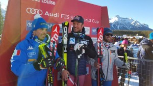 On the podium on Saturday in Lake Louise: Fill, Svindal and Ganong. (photo: FIS)