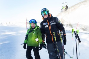 Ted Ligety poses with What Makes a Champ winner Auden Pankonin as they prepare for the Putnam Investments NASTAR Pacesetting Trials at Copper Mountain. (photo: U.S. Ski Team)