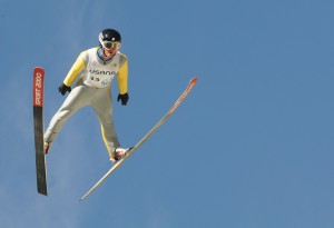 Bryan Fletcher ski jumping at U.S. Nordic Combined Championships, Aug. 2015 (photo: Tom Kelly)