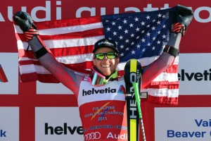 Ted Ligety atop the podium at the 2015 FIS Alpine World Ski Championships in Vail/Beaver Creek, Colo. (photo: USST/Getty Images)