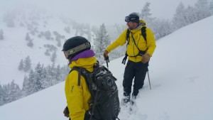 Guide Gina Thomason and mountain ops manager Tommy Keating prepare for our last run. (photo: FTO/Marc Guido)