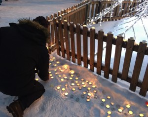 Mourners gather in Place des Deux Alpes on Thursday to remember those who died in an avalanche at the French ski resort on Wednesday. (photo: Les 2 Alpes)